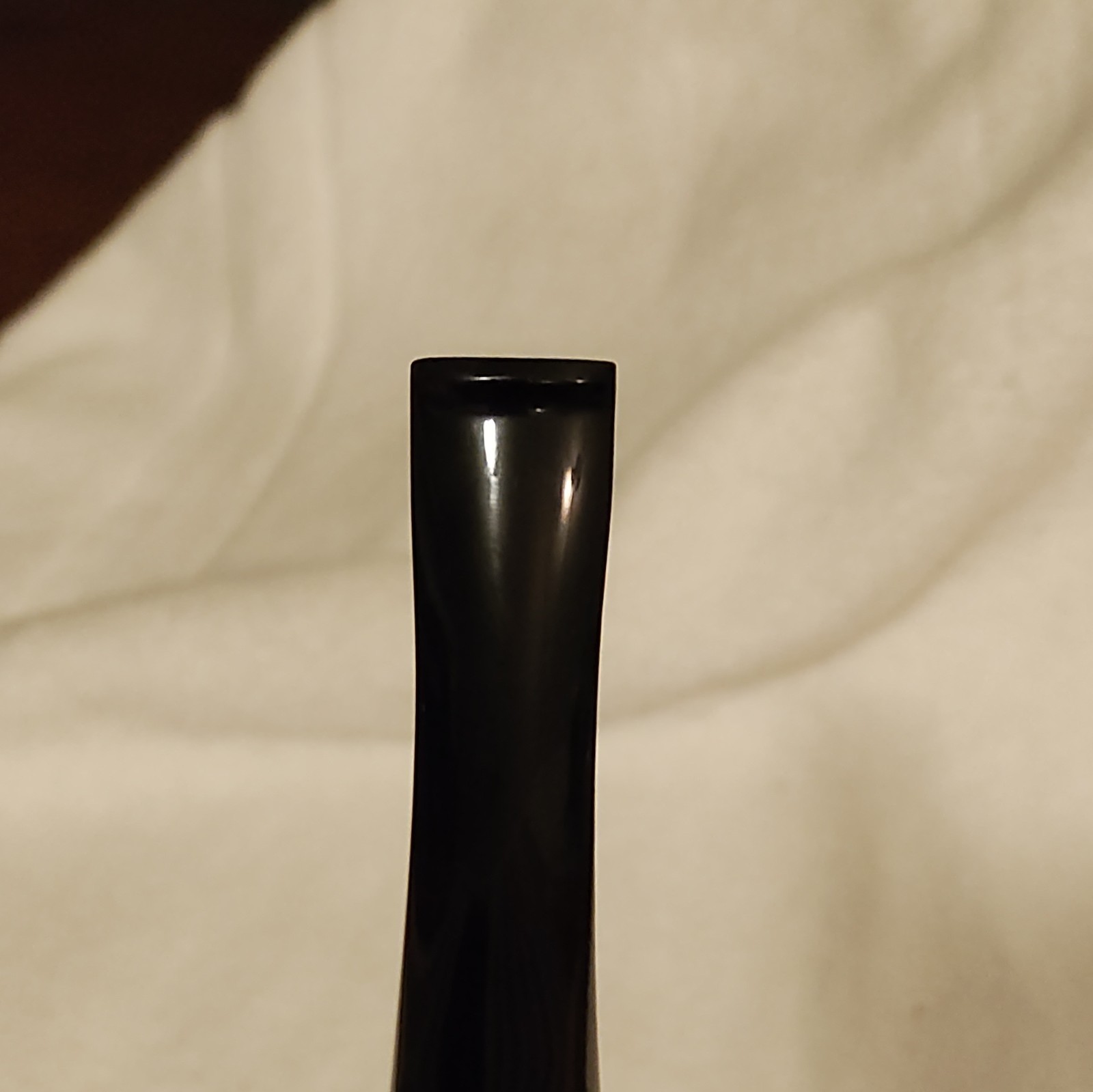 Bent Billiard Tobacco Smoking Pipe Black Stem Gold-Tone Band .