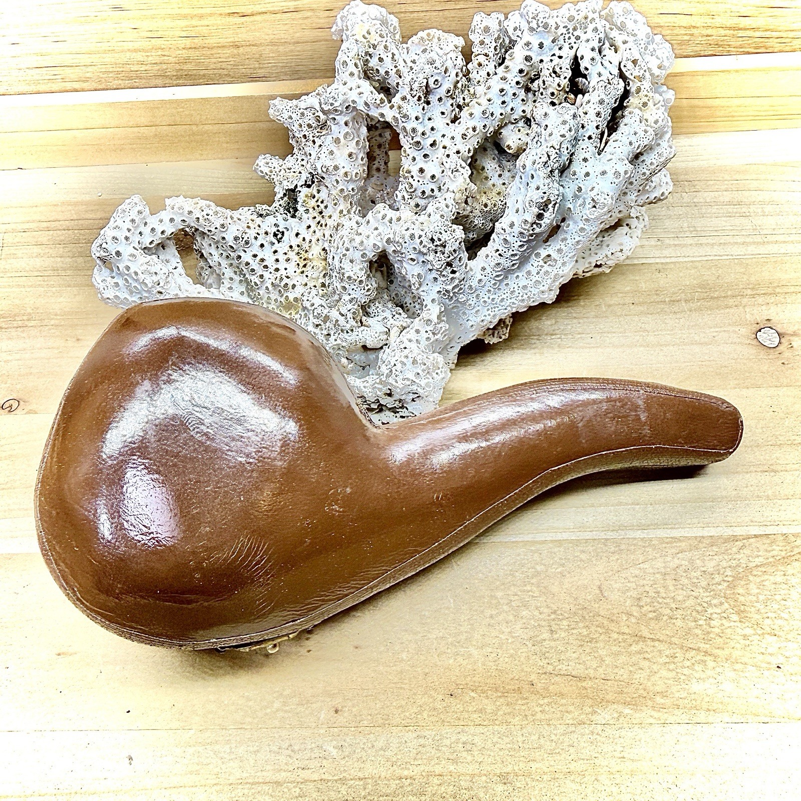 42g VINTAGE CAO EAGLE HAWK TALON CARVED MEERSCHAUM FIGURAL ESTATE PIPE W/ CASE