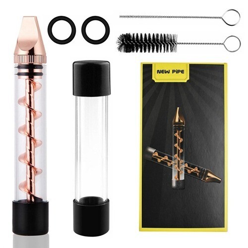 Glass Blunt Pipe Twisty 7-in-1 Grinder Blunt Kit w/ Smoking Metal Tip Cleaning