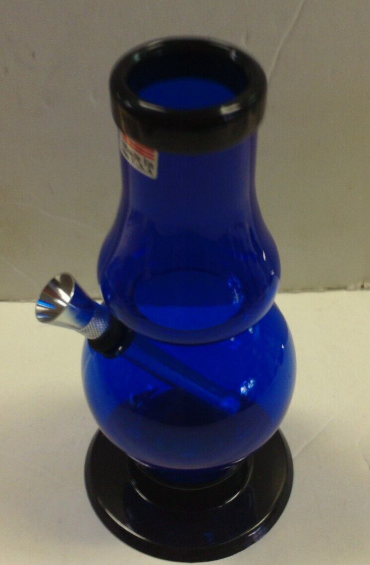 6″ ACRYLIC PLASTIC BUBBLE & HALF THUMB CARB WATER PIPE BONG BLUE 1.5″ M USA