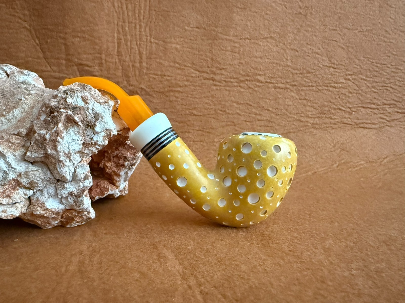 Meerschaum Pipe Hidden Reverse Calabash Exclusive Shape with Fitted Case