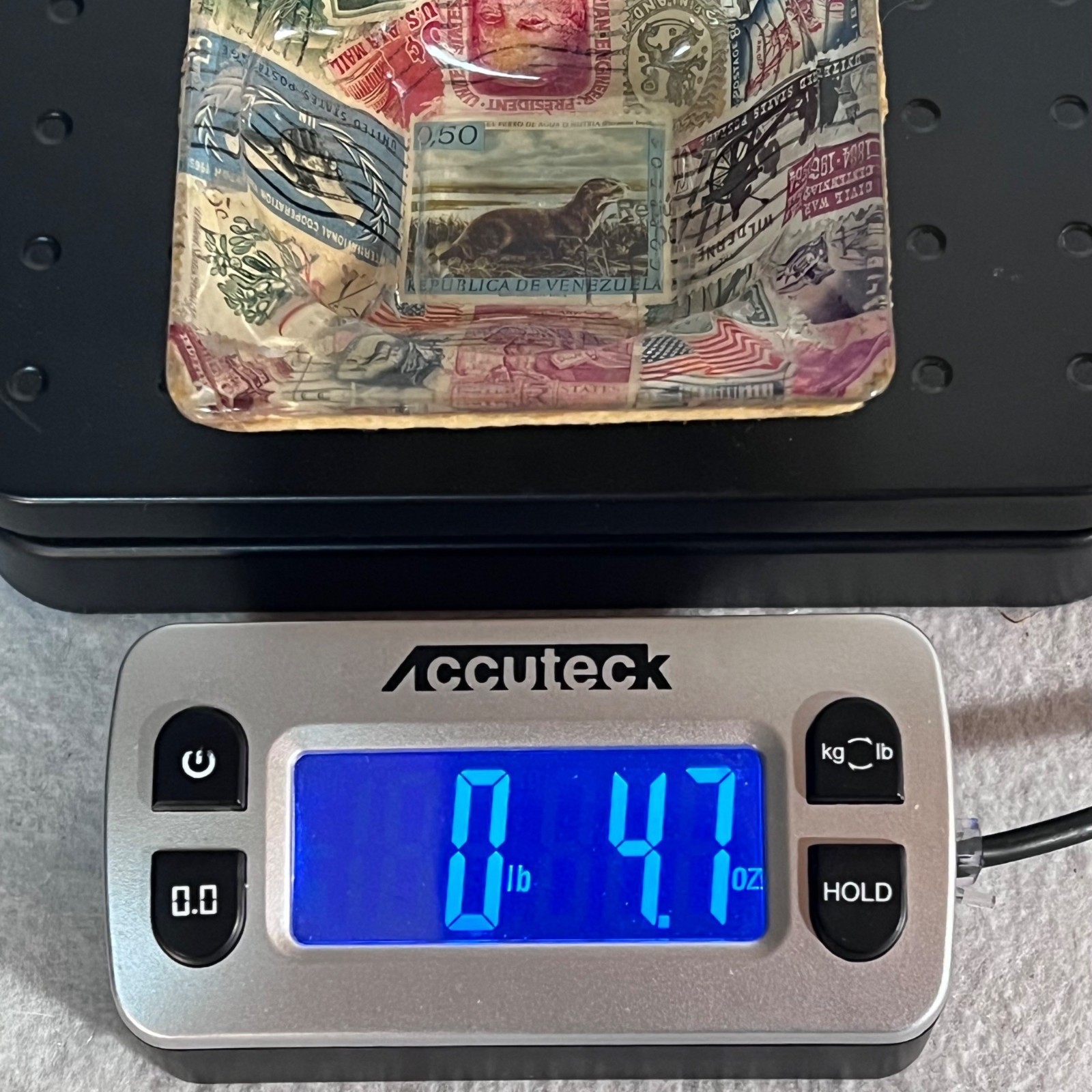Vintage Decoupage Postage Stamps Square Tobacco Ashtray Republic De Venezuela US