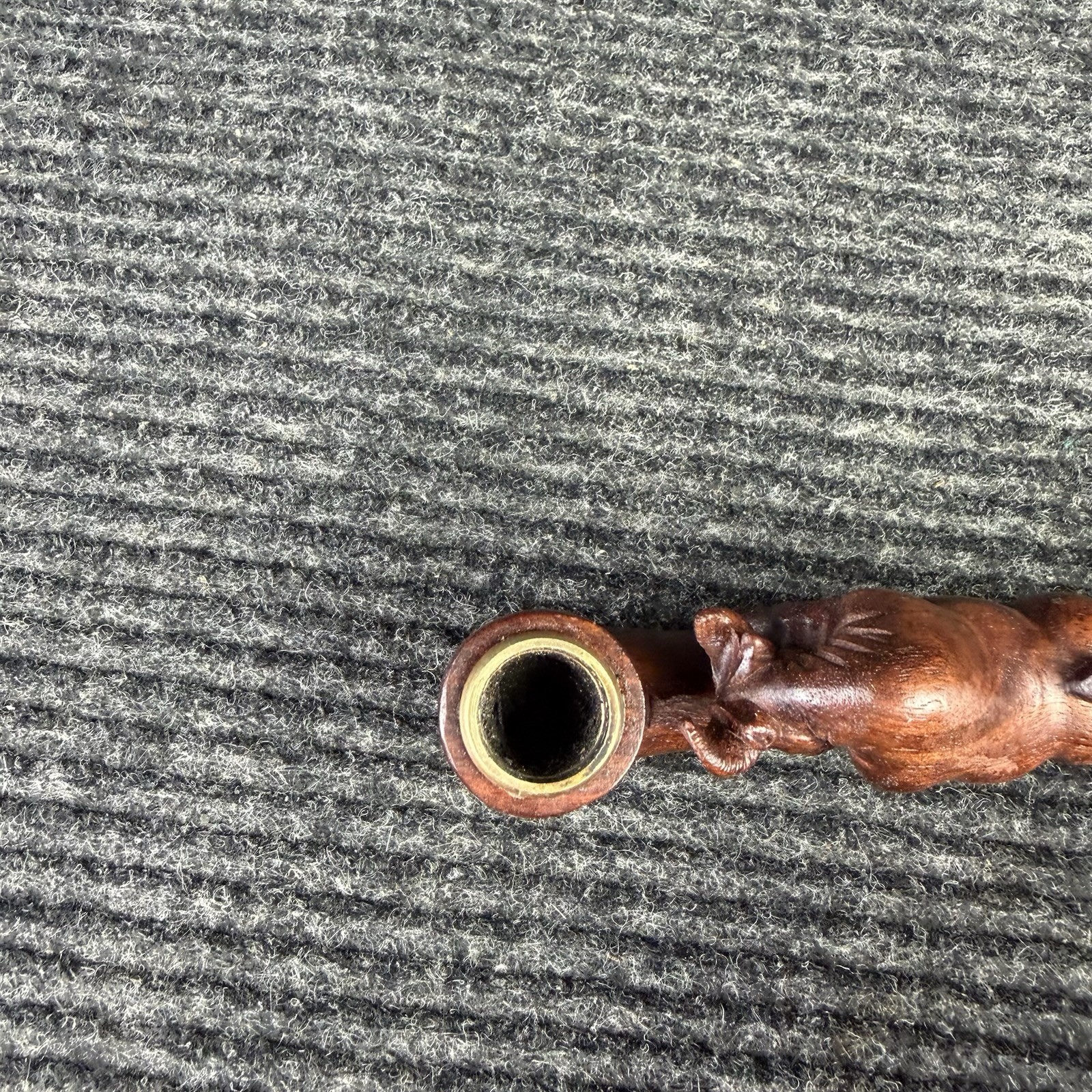 Vintage Antique Carved Wooden Pipe Golden Tobacco Herbal Smoking Bull
