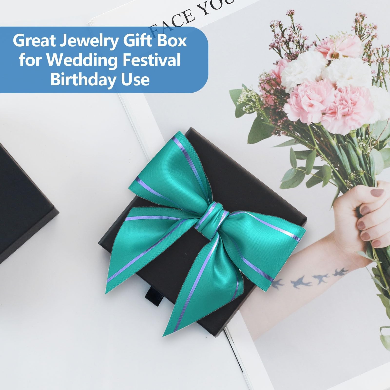 6 Packs Jewelry Gift Box, 3.5×3.5×1.2Inch Mini Gift Boxes with Lids, Cardboar…