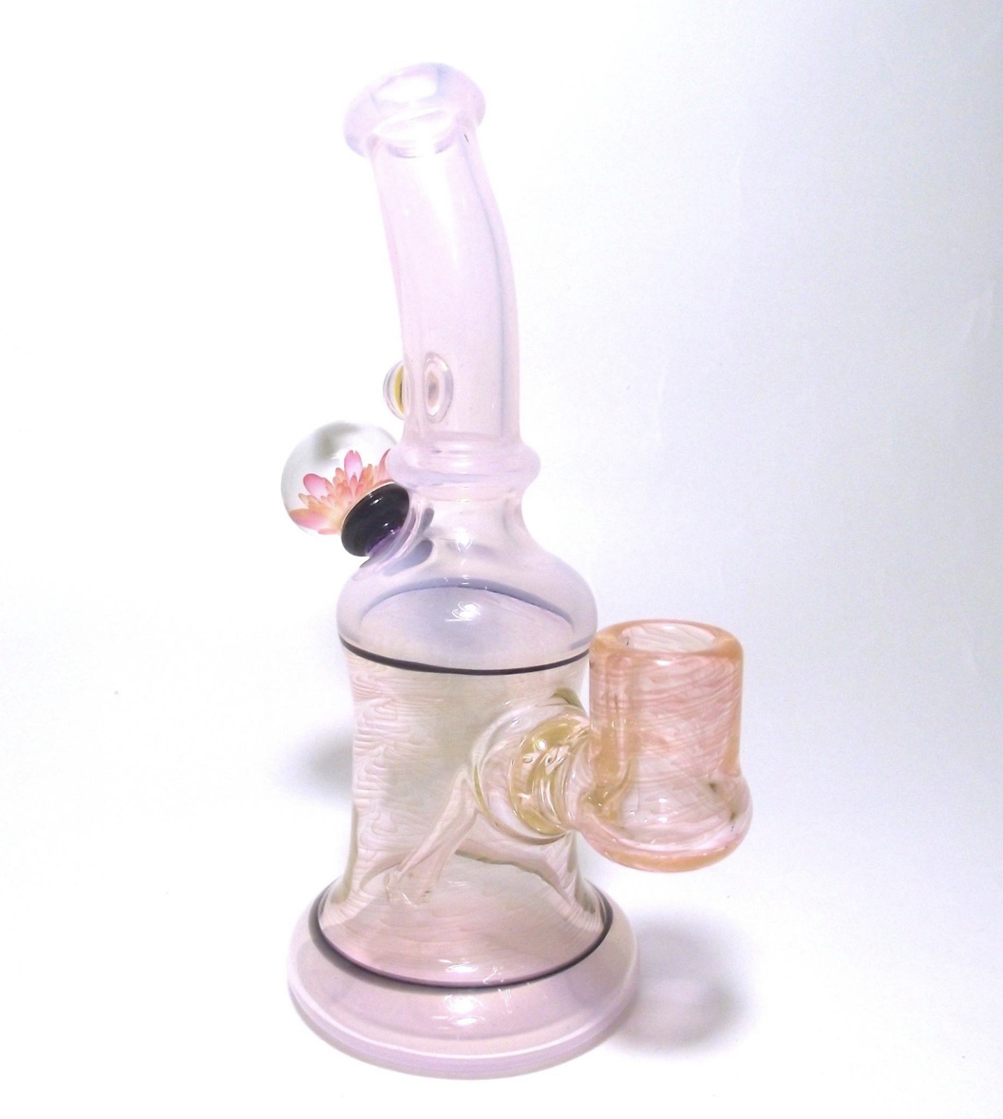 Hippo Glass Fumed Pink/Purple Heady Glass Marble Piece with Case and Accessories
