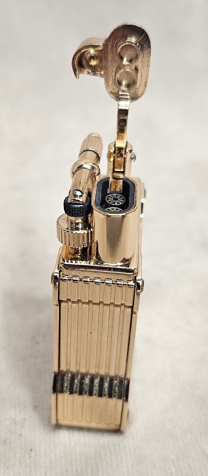 NEW RARE Gold Tone Cigarloong Dual Torch Antique Style Table Lighter w/Box Metal