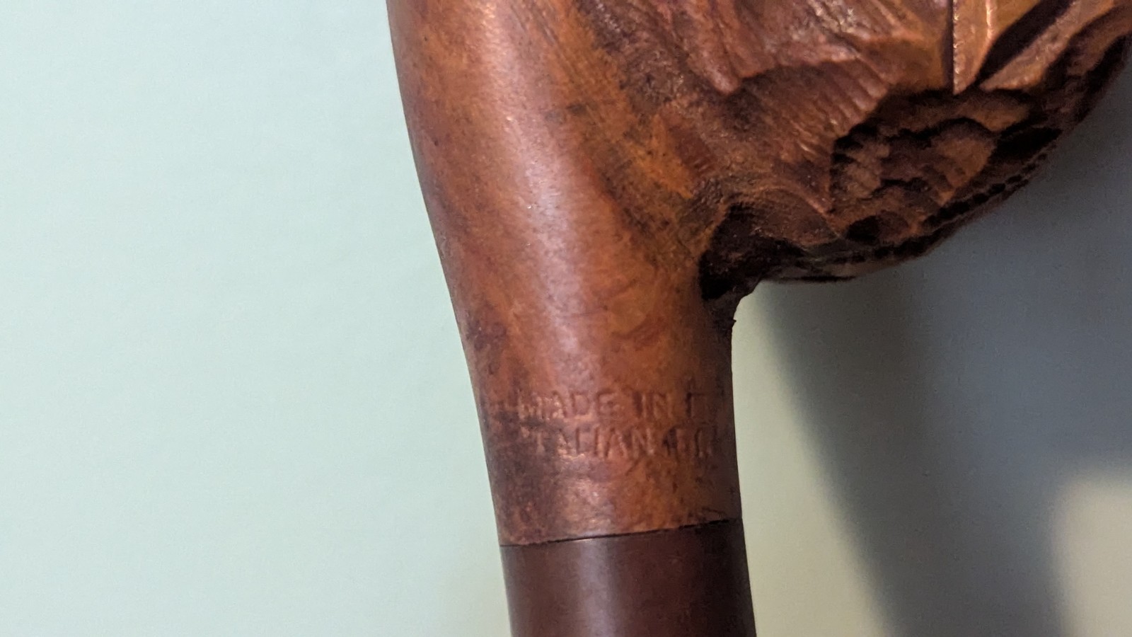 Wooden Tobacco Pipe Rack 4 Holders & Italian Briar Bull Pipe Carved Buffalo Head