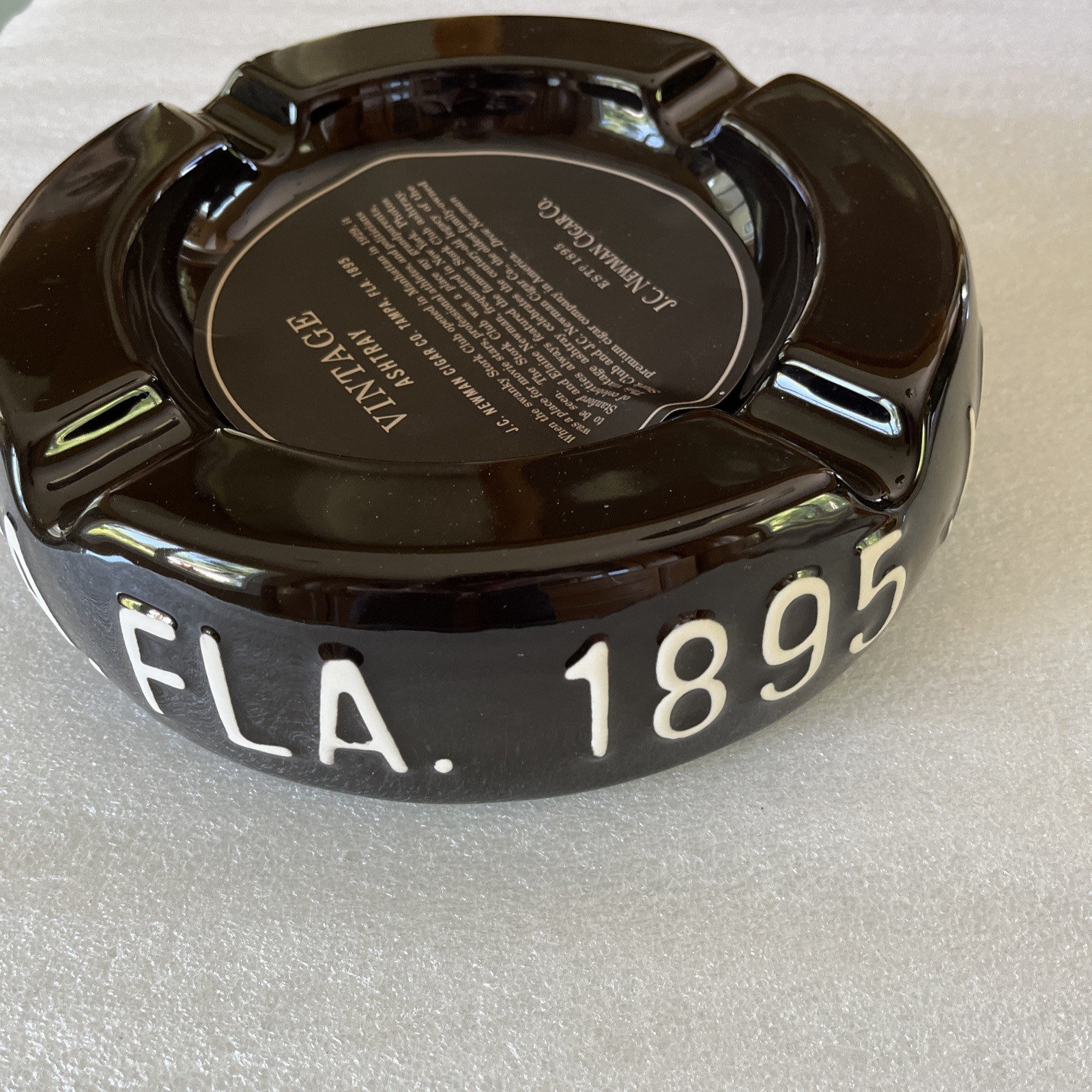 JC Newman Cigar Co, Tampa Fla. Est 1895 Large Ceramic Ashtray -Stork Club Style
