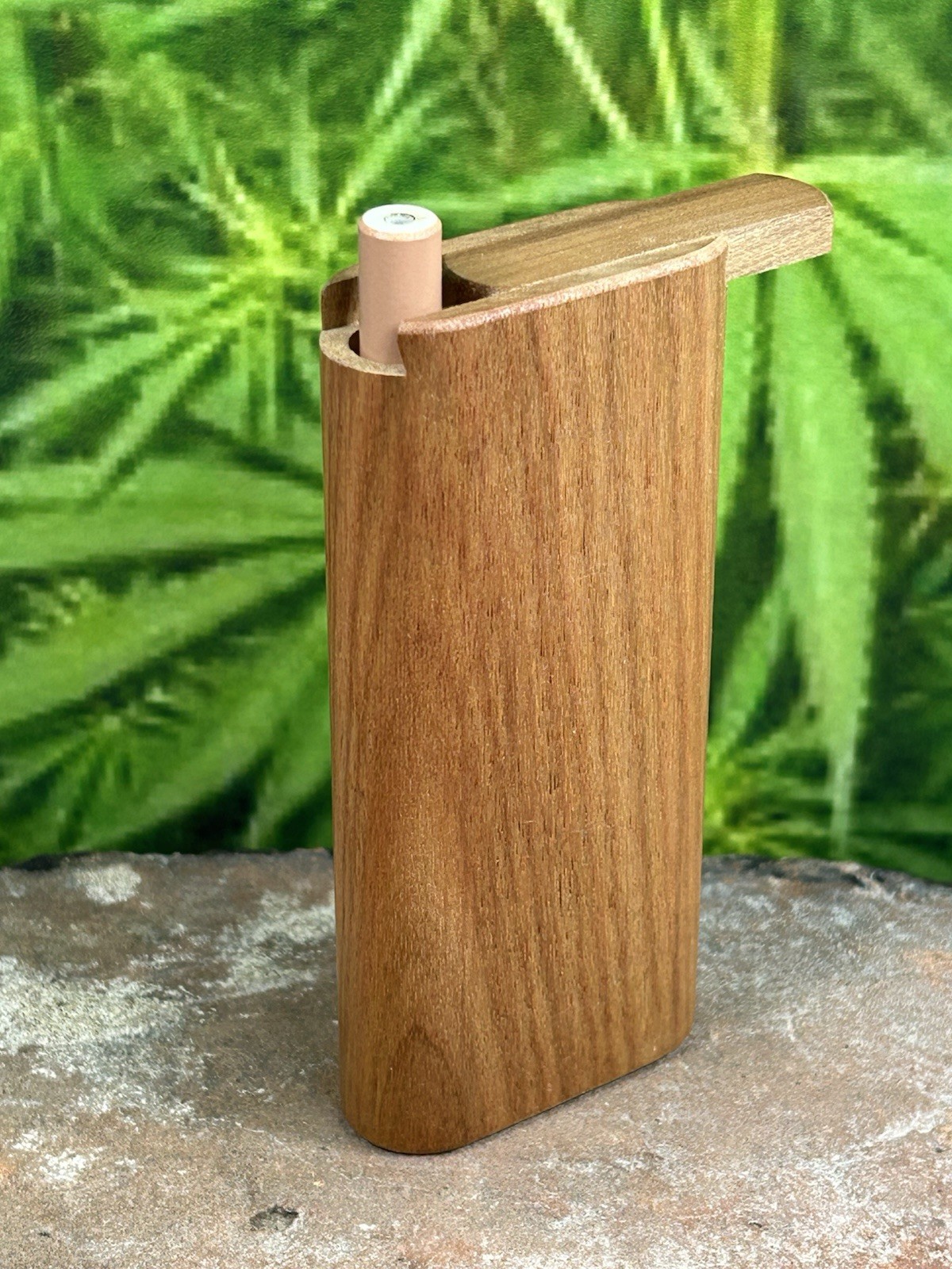 Smoking Shroom Canary Wood Slide Top Dugout With One Hitter, Poker, Extra Spring