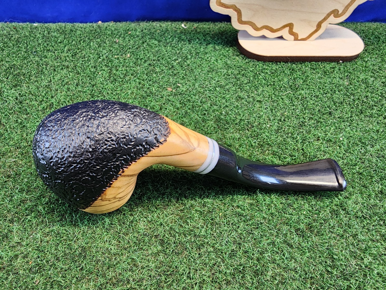 Dapper Bent Block Meerschaum-Lined 9mm Filter Olivewood Pipe, Unsmoked