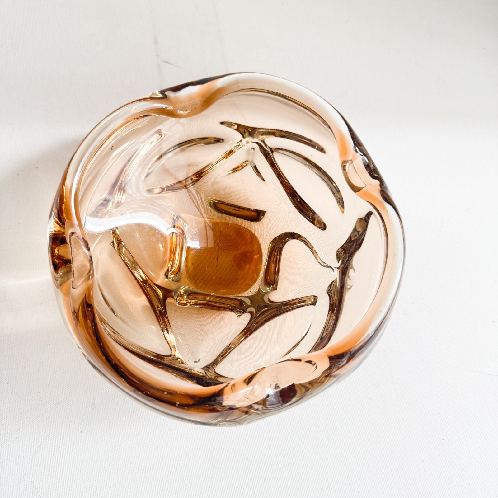 Vintage MCM Chalet Glass Light Brown Champagne Ashtray