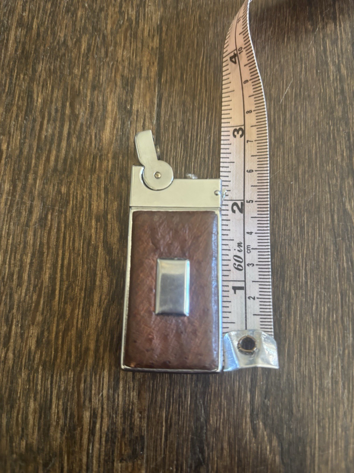 ASR Ascot Brown Leather Wrap Silver Tone Lighter Made in USA w/ Box