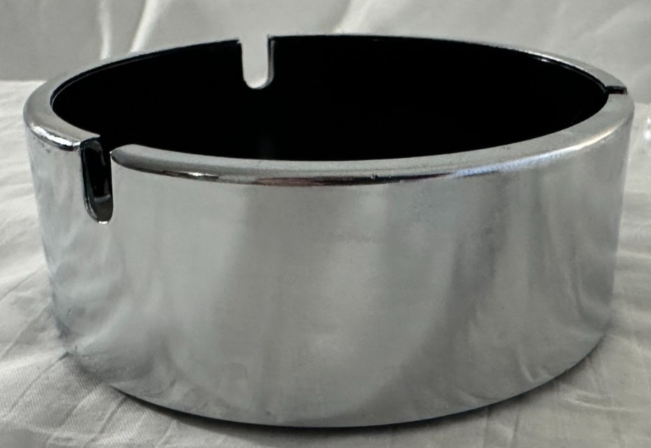 Vtg 60s Ashtray Maru Trend Pacific, Inc. Isamu Kenmochi Design Chrome & Black