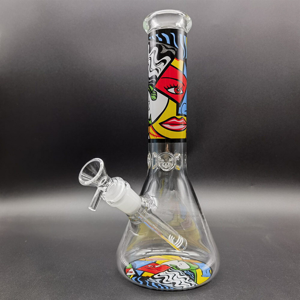 10″ Oil Painting Water Pipe Smoking Glass Bong Pipes Hookah Percolator Bong US.