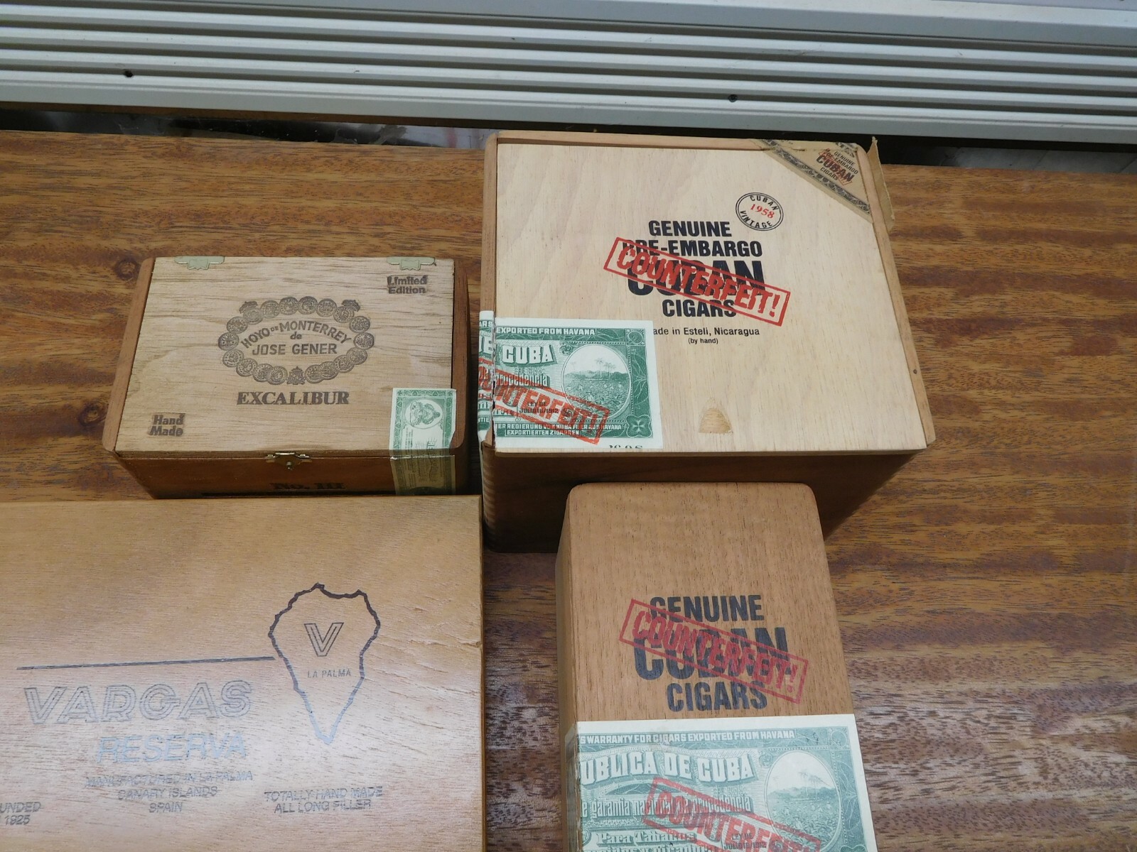 9 Vintage ALL Wood Cigar Boxes ~ Blond Blonde Tan Beige