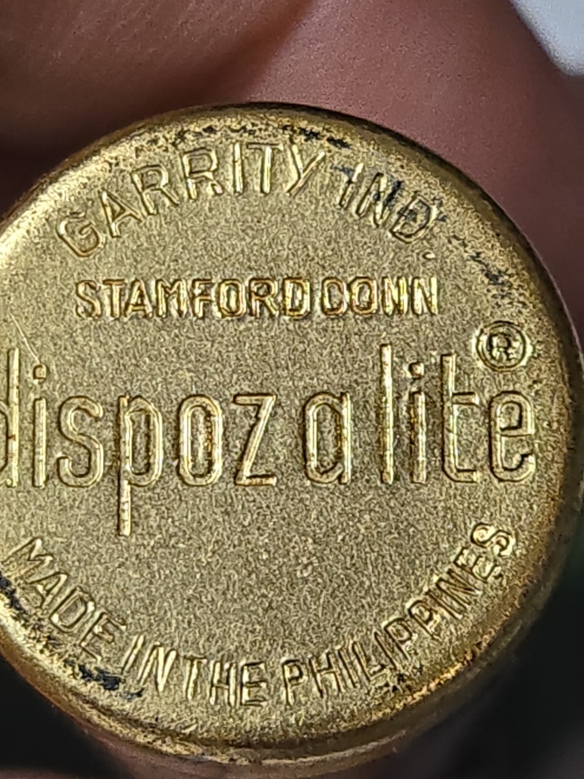 Vintage Dispoz-A-Lite Lighter w/ Brass Enamel Holder Daisy Ladybug Working