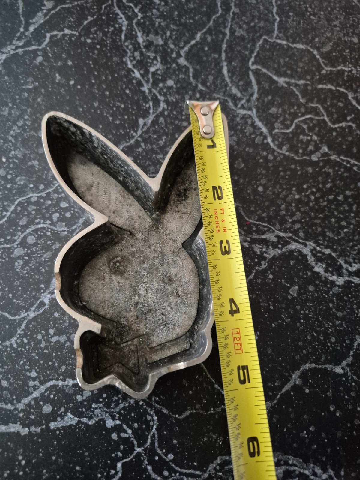 Vintage Playboy Bunny Ashtray Chrome Black Metal Ash Tray