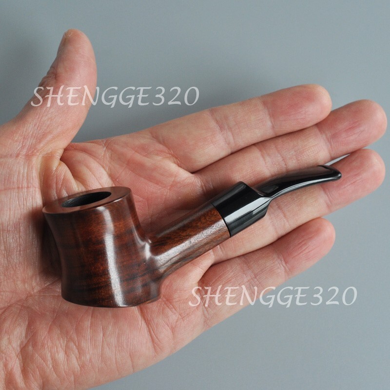 Portable Rosewood Wooden Tobacco Pipe Poker Cherrywood Smooth Surface Bent Stem