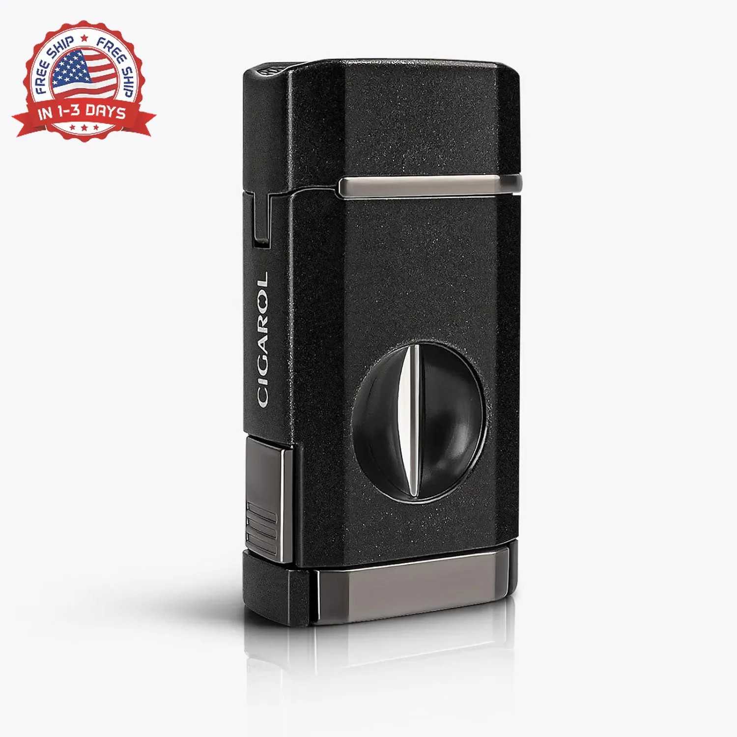 CIGAROL Refillable 3-in-1 Cigar Torch Lighter – Blue Jet Flame with Built-in Cut