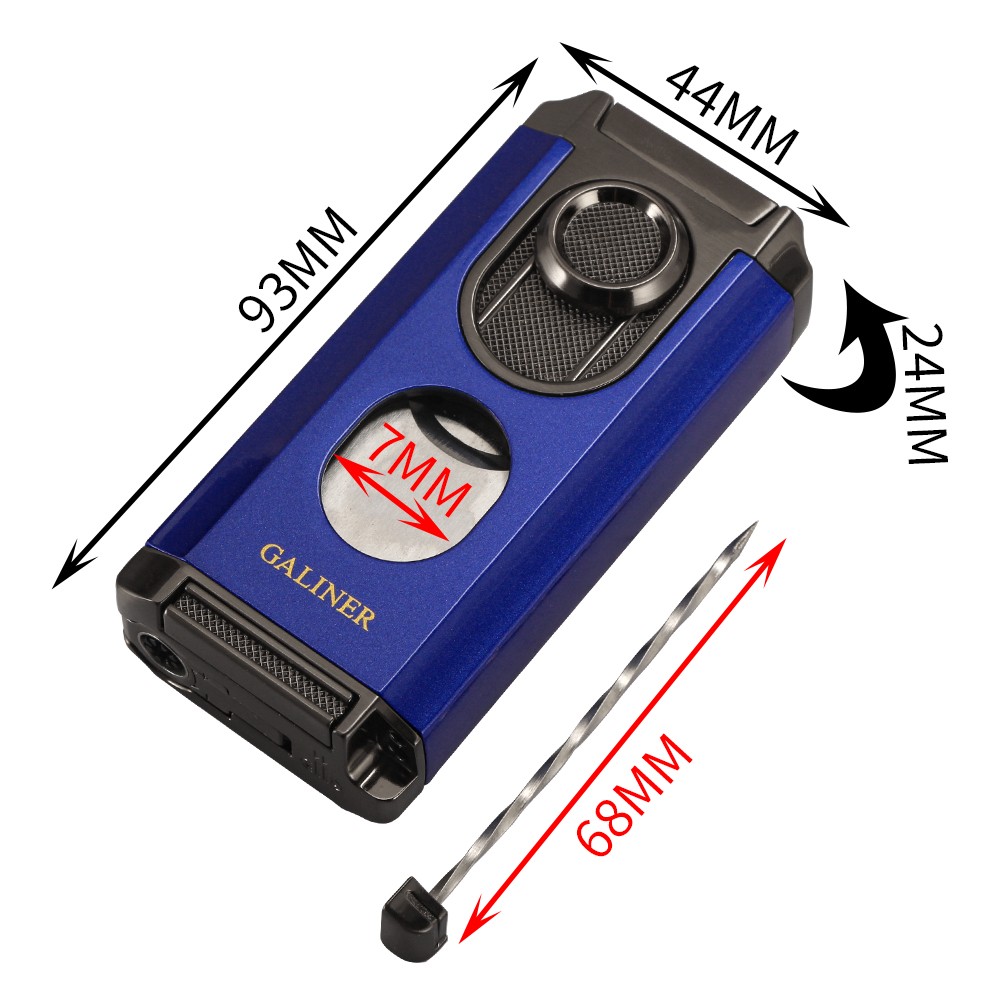 Galiner Travel Cigar 3 Jet Flame Torch Lighter Green Guillotine Cutter Punch