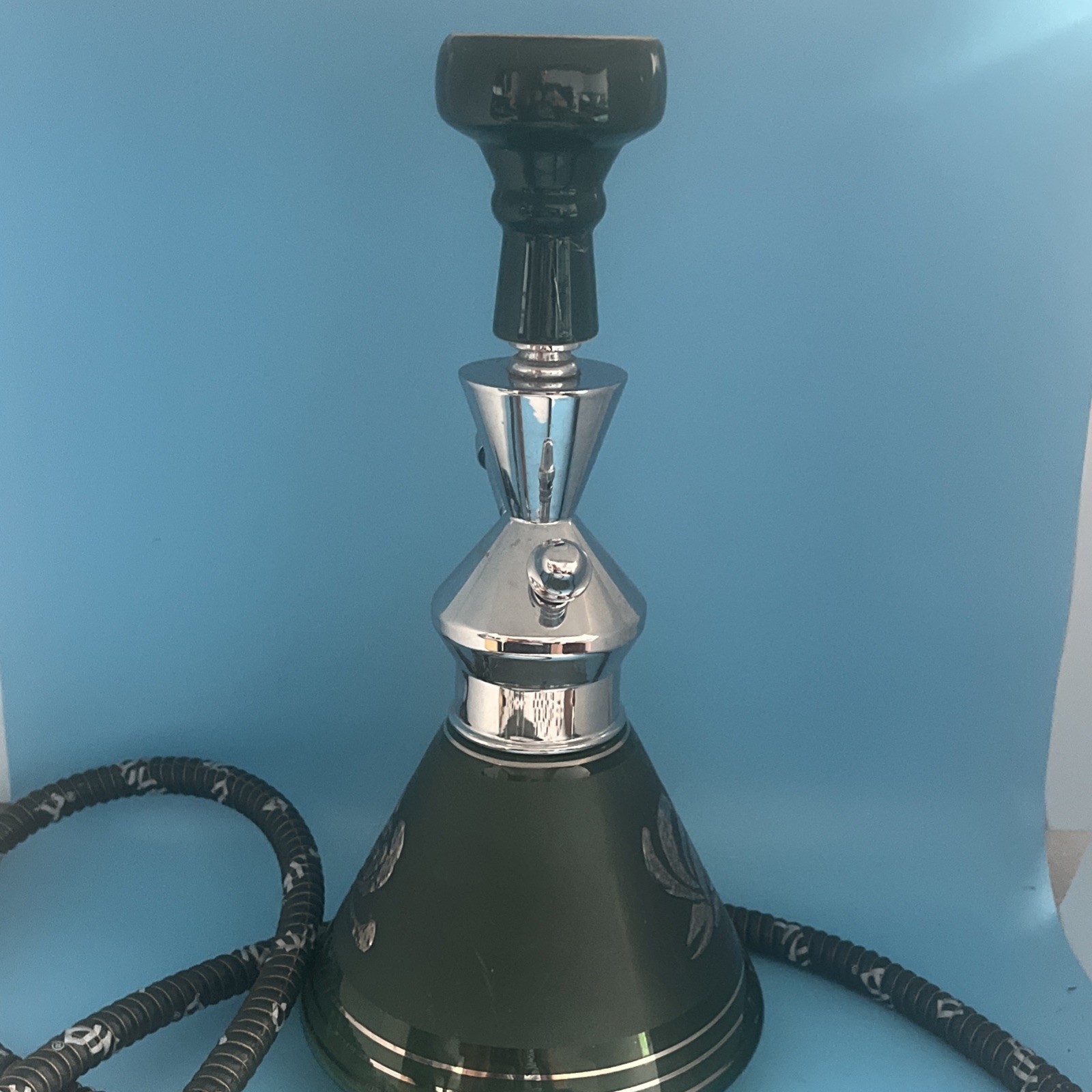 Mya Saray Chikita hookah 12 “ Shisha Green glass base With Silver Design