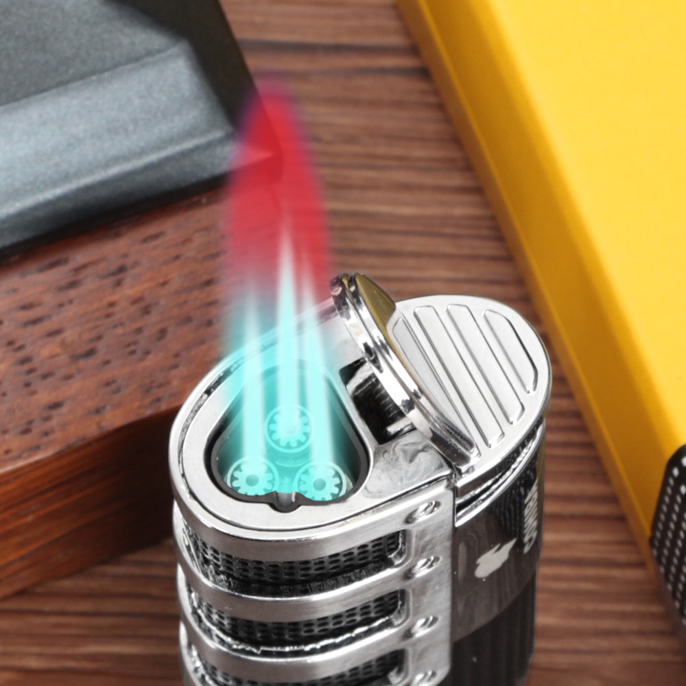 Galiner 3 Jet Torch Flame Cigar Lighter With Punch Adjustable Windproof Gift Box