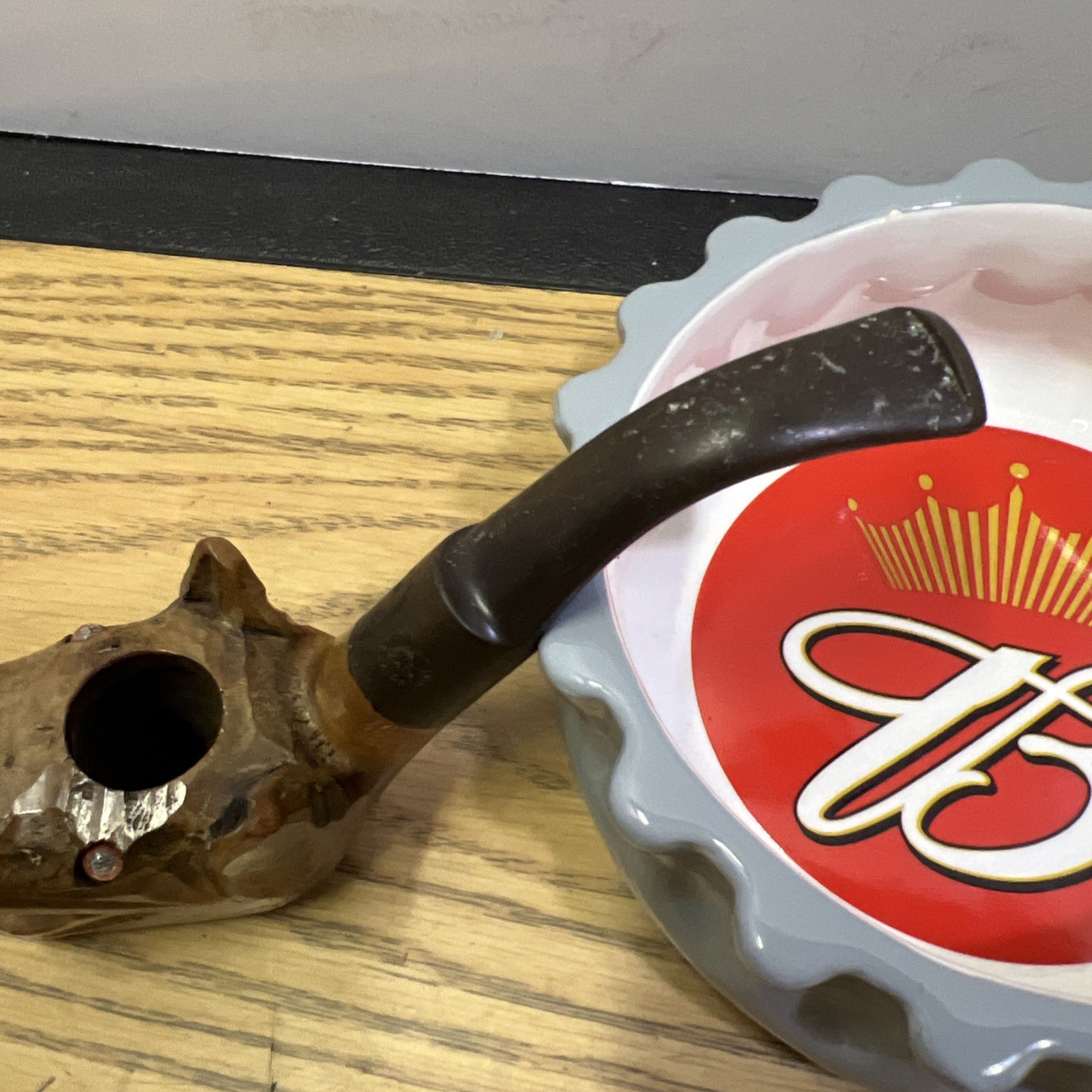 Vtg 1950s Hand Carved Italian Briar Glass Eye Hippopotamus Smoking Tobacco Pipe