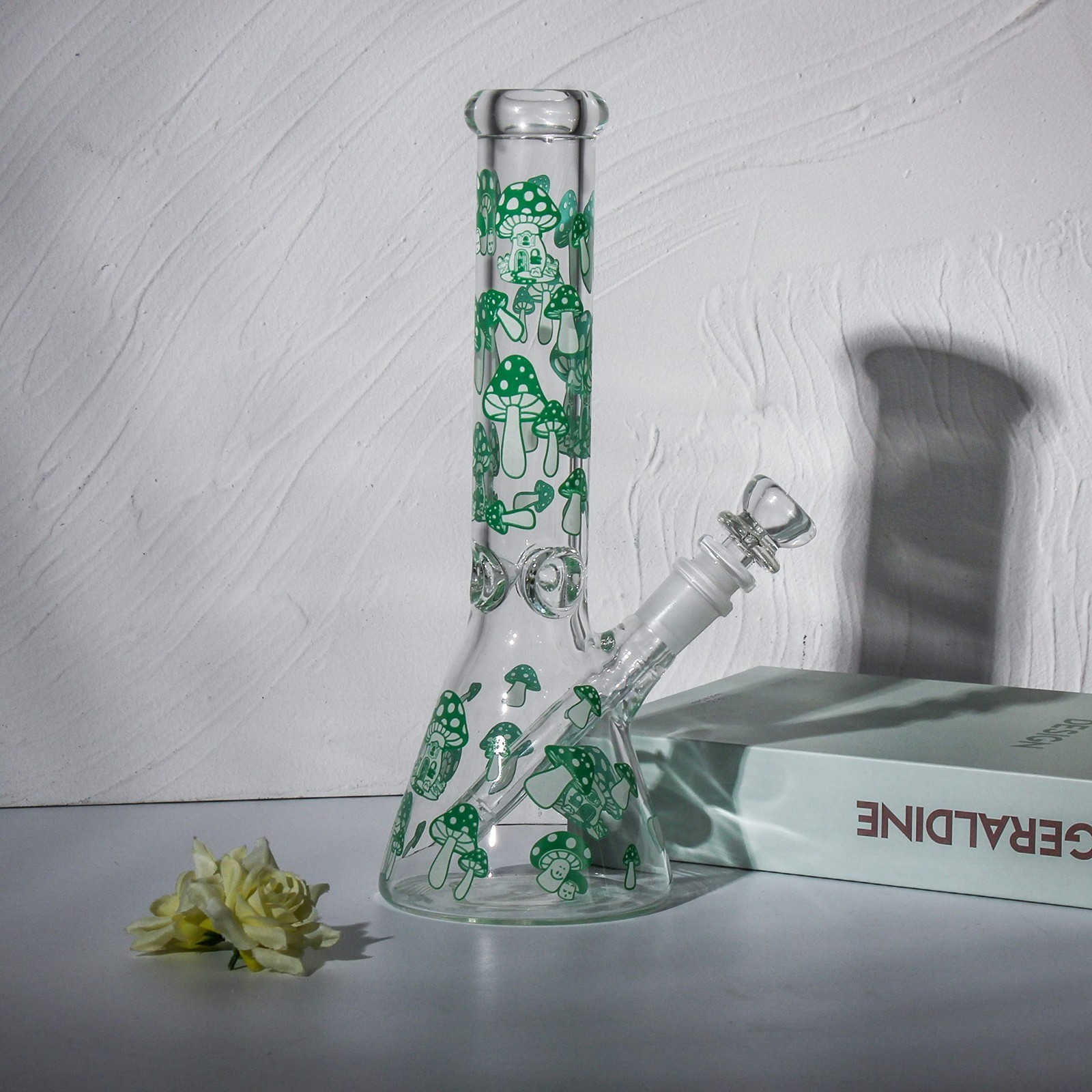 10inch Heavy Glass Bong Mushroom Water Pipe Smoking Beaker 14mm Bowl hookah