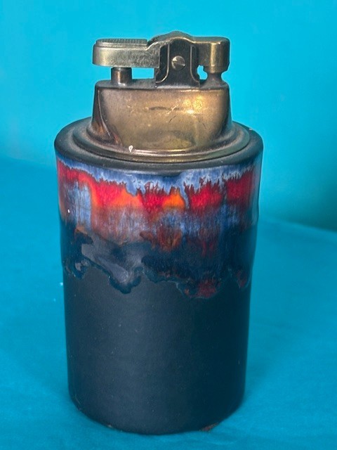 VINTAGE CERAMIC HAEGER TABLE LIGHTER MULTI-COLORED TEXTURED LAVA GLAZE NEW