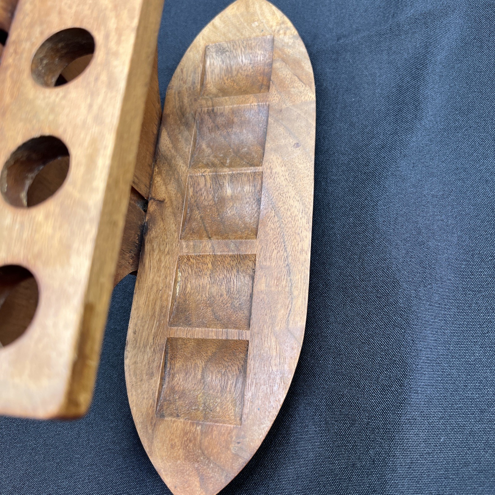 Vintage Wood 5 Pipe Holder Rest Stand Sailboat Nautical Free Standing