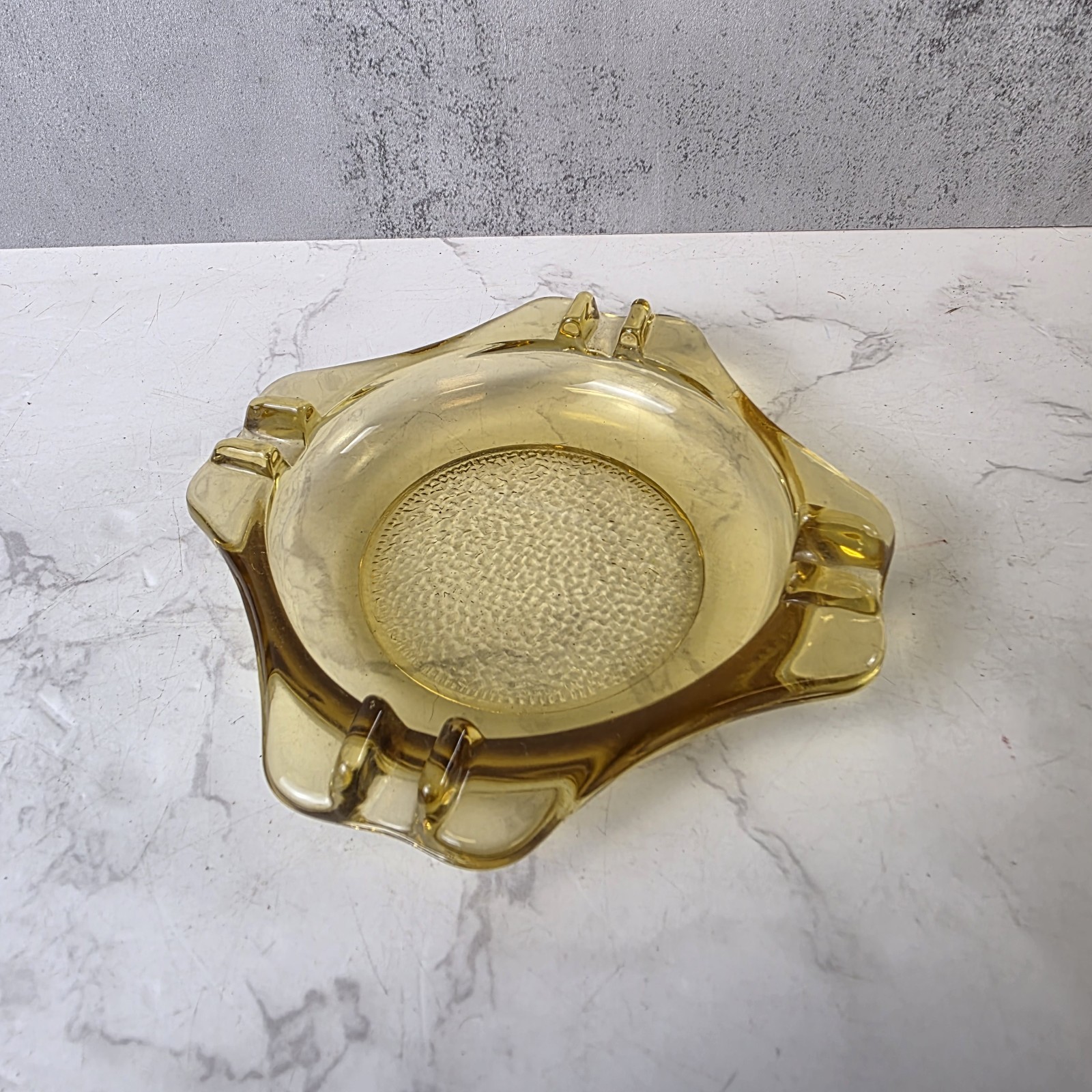 Vintage Glass Ashtray Set Brown Amber Clear Square Retro Decor 4″