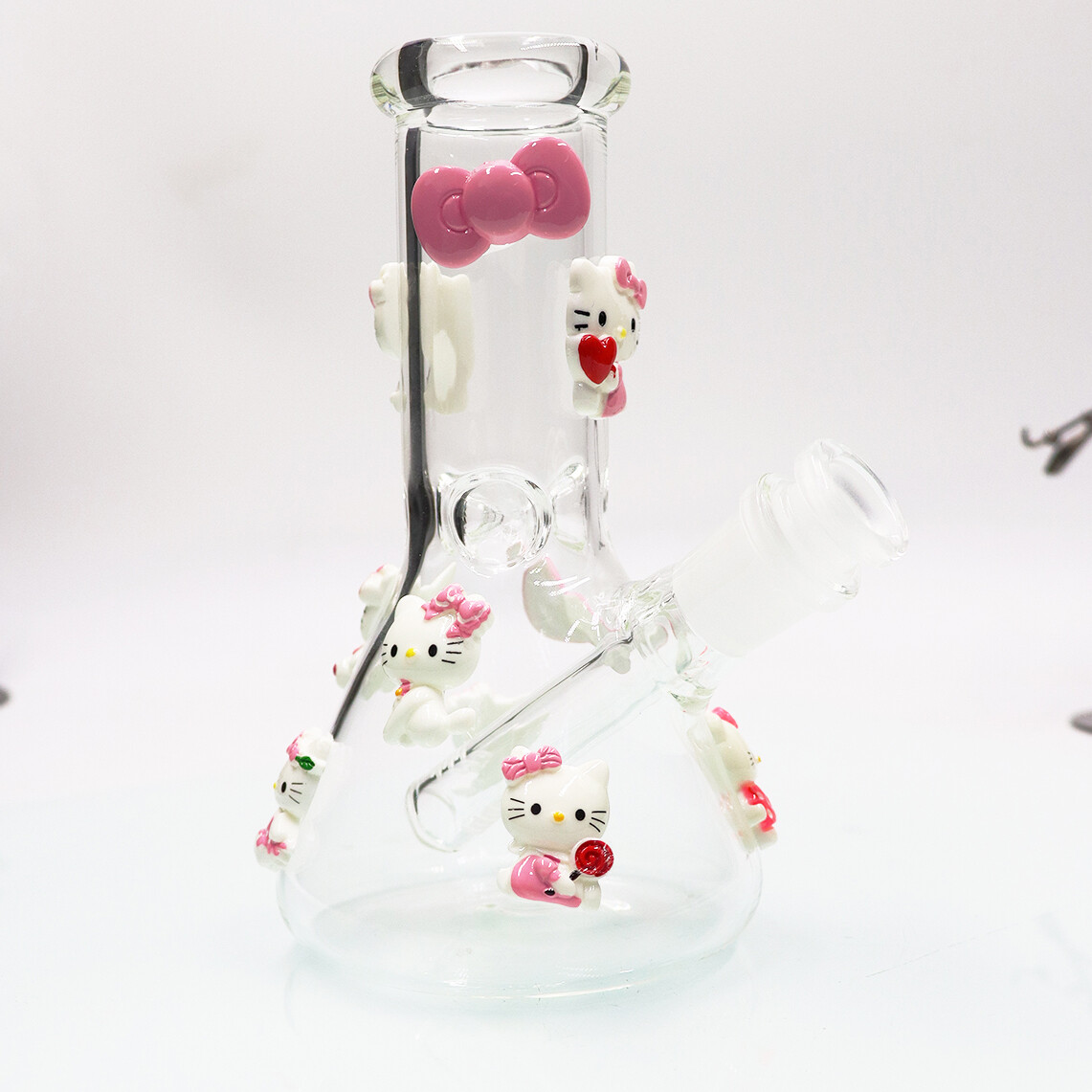 Hello Kitty 6.5-inch Glass Waterpipe Beaker Smoking Bong with Downstem Girls