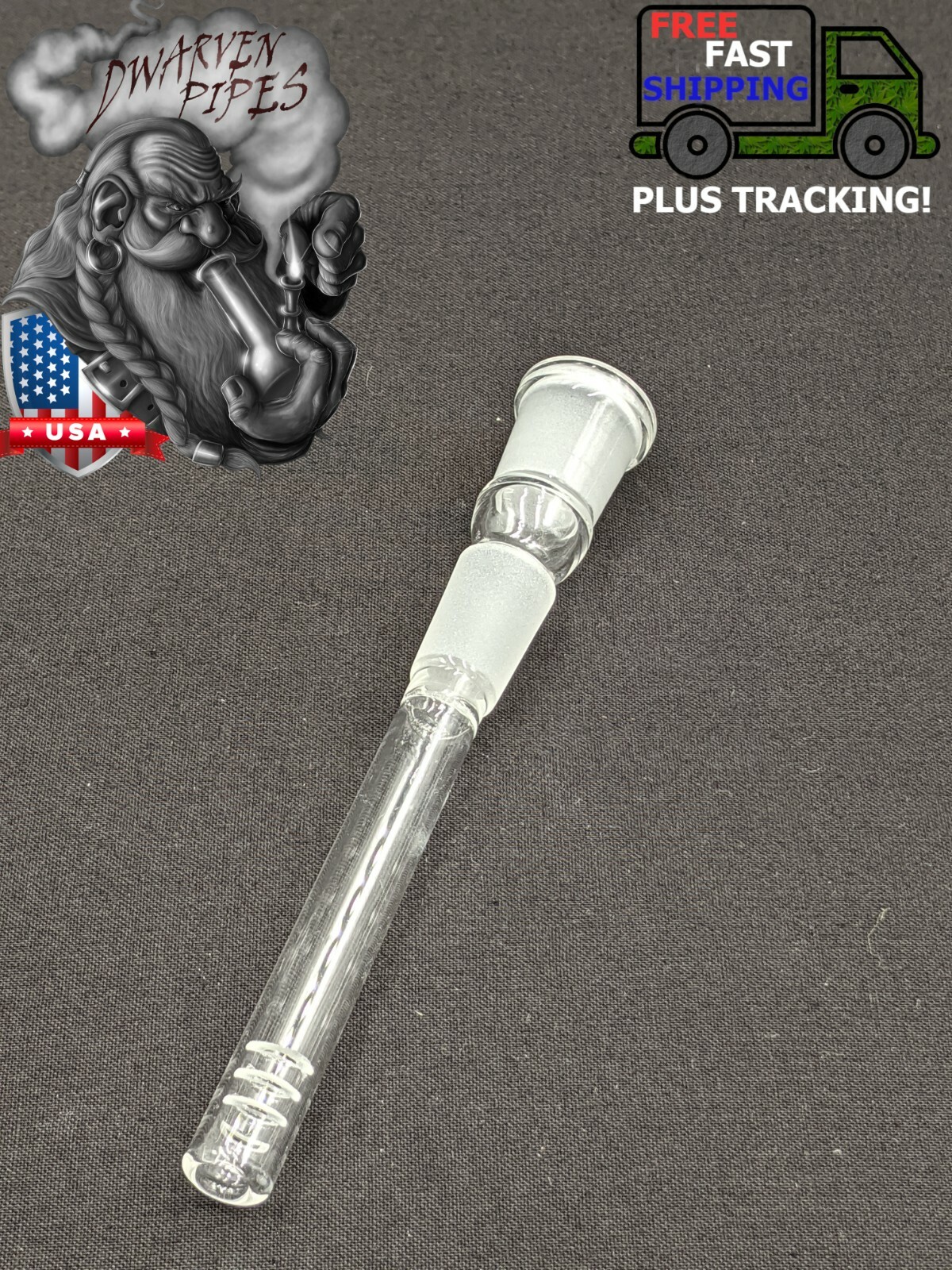 3″ 6 Cut Glass Water Pipe Downstem 14MM Male to 14MM Female Opening