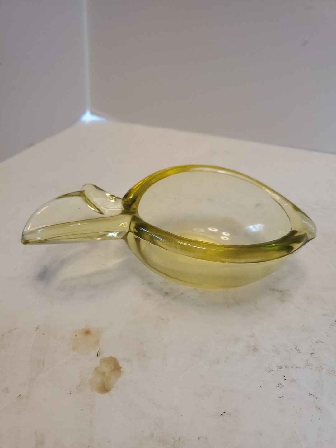 Vintage Mcm Blown Art Glass Yellow Lemon Shape – Ashtray – BEAUTIFUL! Retro