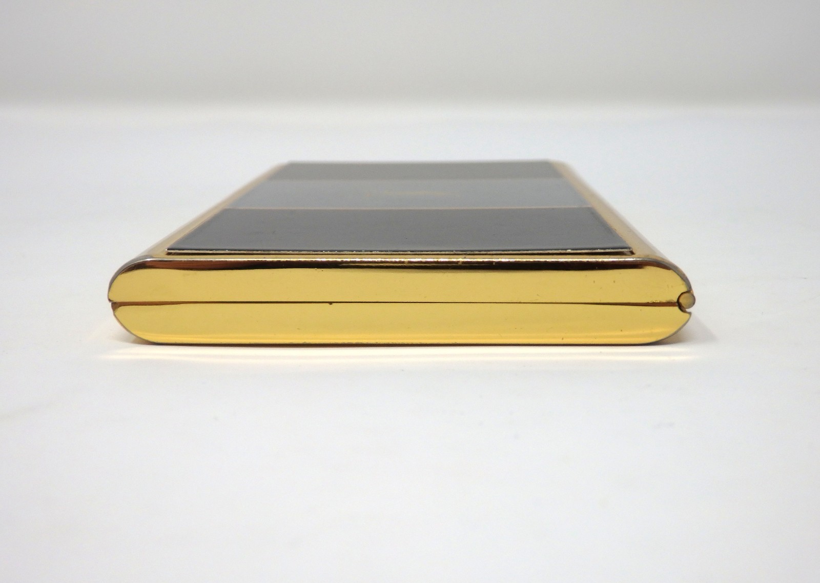YVES SAINT LAURENT YSL Logo Vintage Cigarette Holder Card Case Gold Black Gray