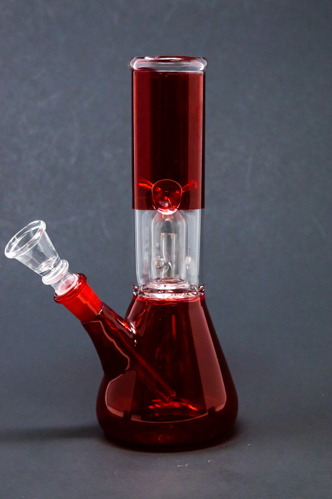 Hookah Water Pipe Glass 8″ Red Single Percolator Tobacco Bong w/ Ice Catcher
