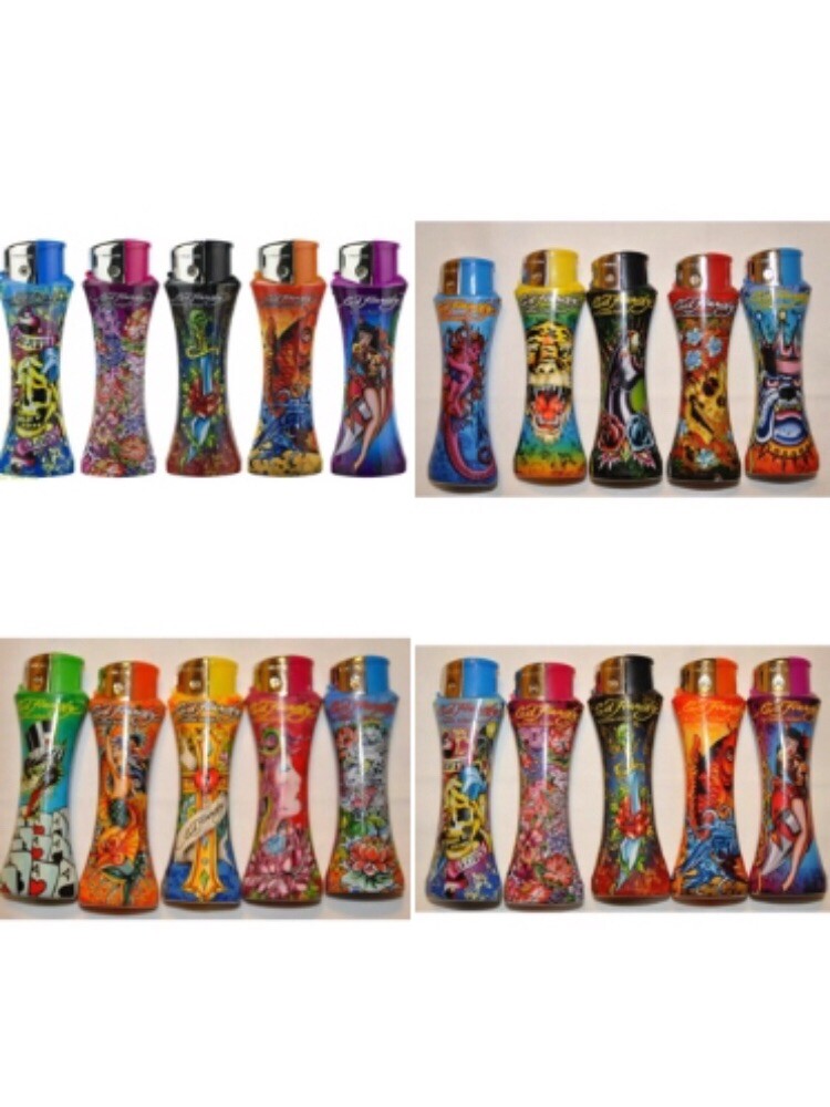 5 PC Ed Hardy Curve Lighters Ed Hardy Tattoo Different Designs Refillable Random