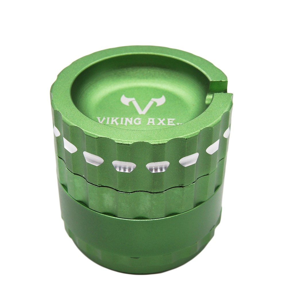 2.5″ Viking Axe Herb Grinder with Ashtray Lid 4-Piece Aluminum Alloy Crusher