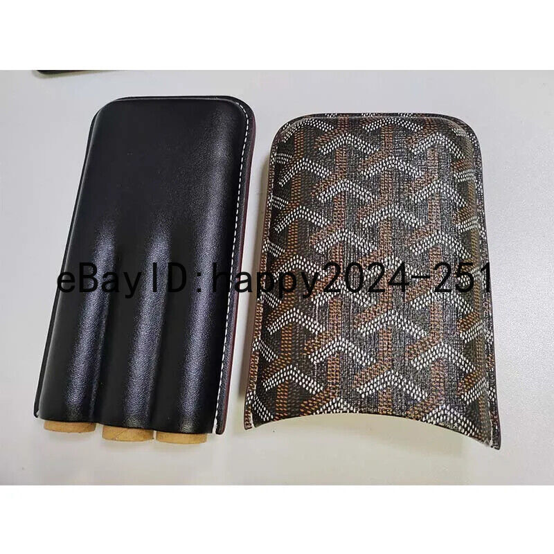 Portable Leather Cigar Case Humidor 3-Tube Travel Humidor Storage Box Accessorie