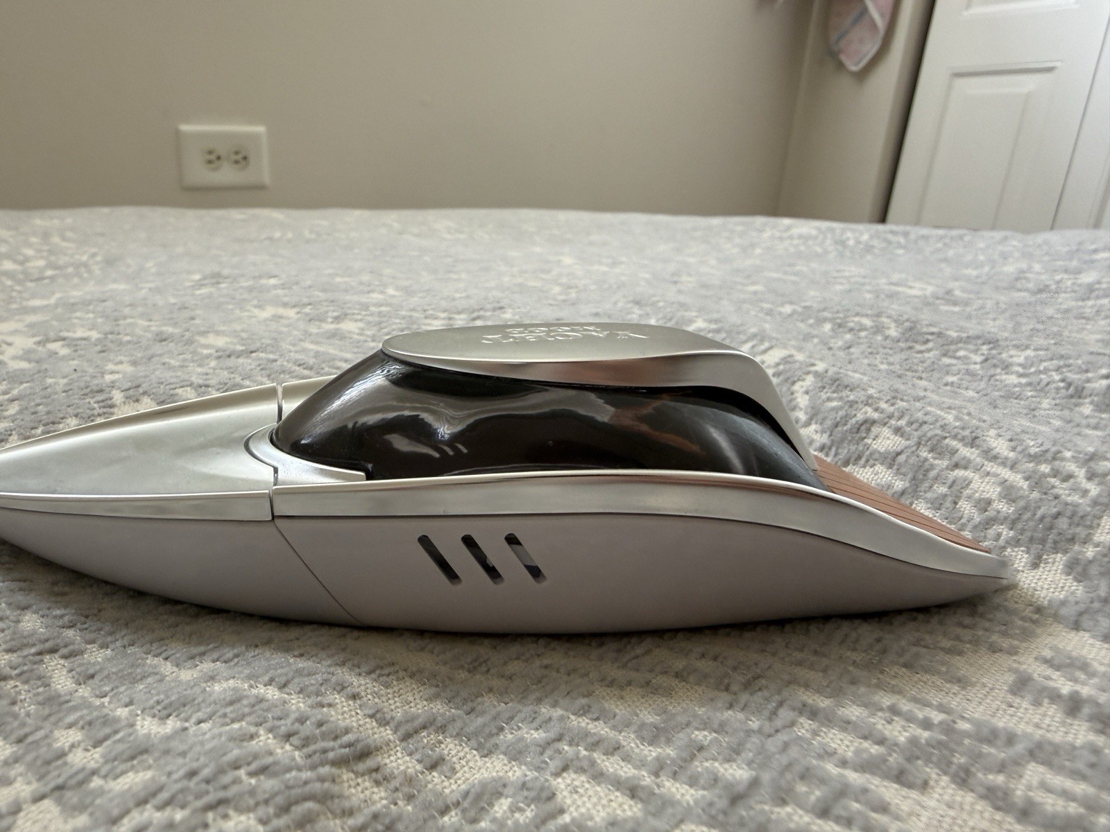 Yacht Mood Silver & Black Table Lighter with Brown Woodgrain Accent