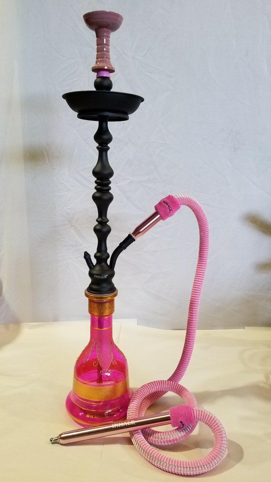 Inhale Turbo Heavy Duty Pink/black Egyptian style Hookah 1 hose 32″ height