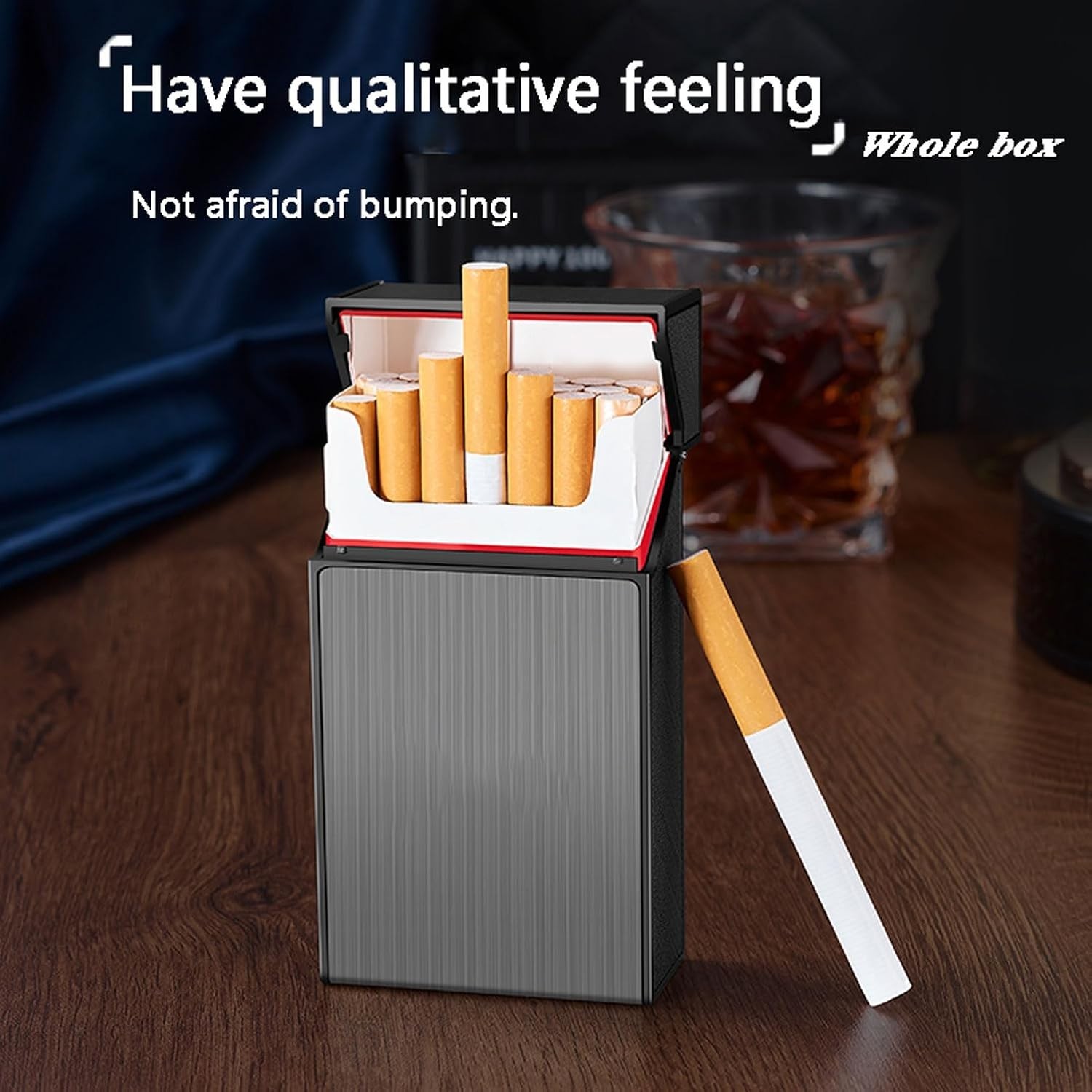 Elegant Set of 2 Gray + Silver Cigarette Cases for King Size 100mm Cigarettes