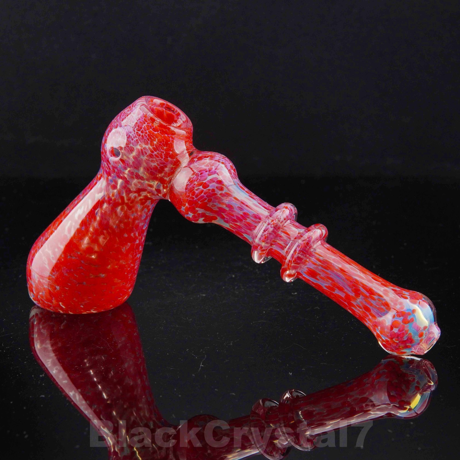 7″ Handmade Lava Red Frit Marble Hammer Bubbler Tobacco Smoking Bowl Glass Pipes