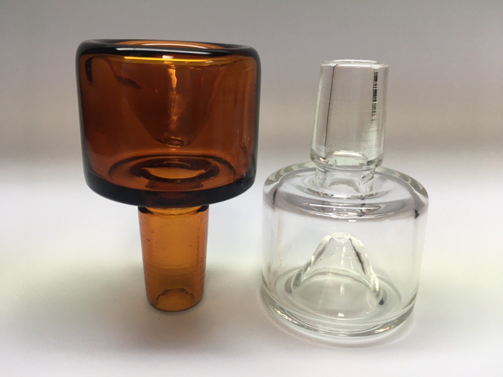 2 Pieces Cylinder Slide (Amber & Clear) 14mm Bowls For Tobacco Bongs Glass Pipe