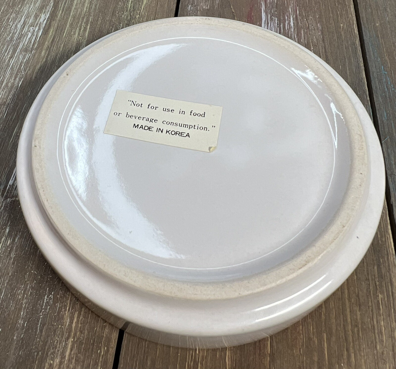 Vintage White Niagara Falls White Round Ashtray Canada United States Rainbow 5”