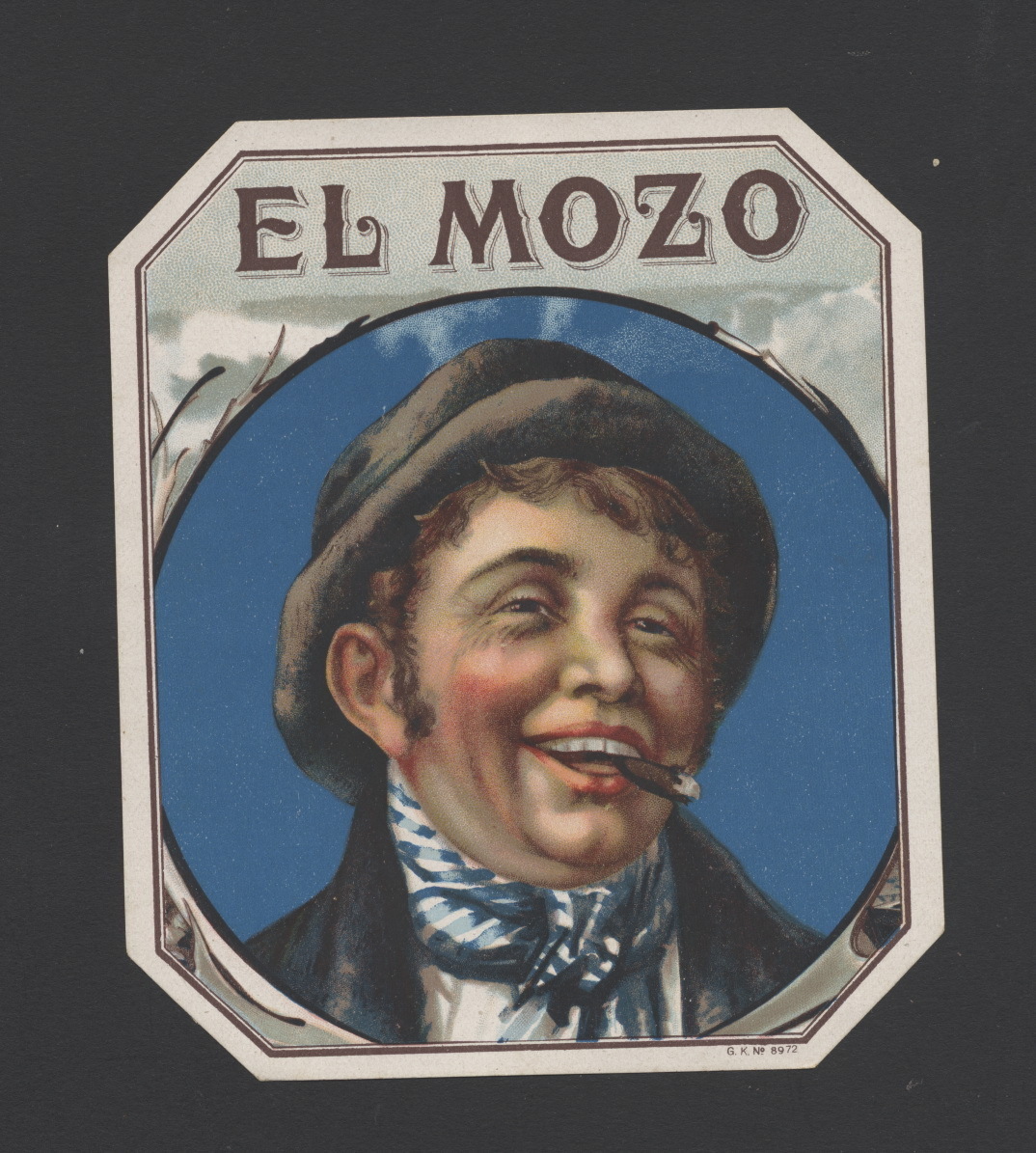 MB4252 OUTER VINTAGE CIGARBOX LABEL EL MOZO , SMOKING DANDY