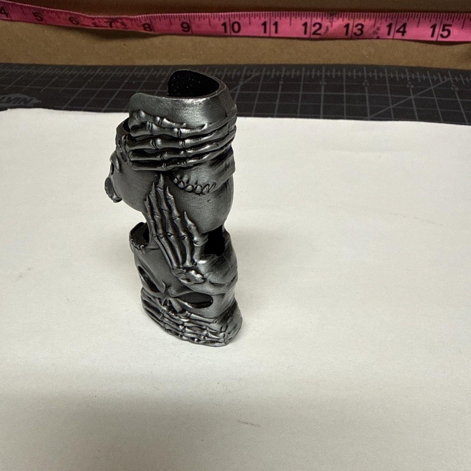Pewter Skull Head and Skeleton Hand Metal Lighter Case Cover~ fits BIC