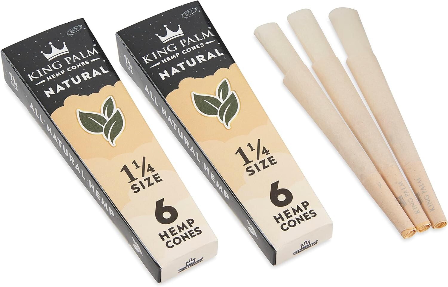 King Palm | 11/4 Size | Natural | 2 Packs of 6 Each = 12 Rolls