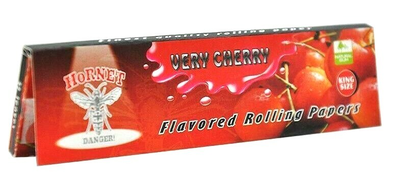 5x Very Cherry Juicy Flavored King Size Slim Rolling Papers by Hornet 32Lvs USA