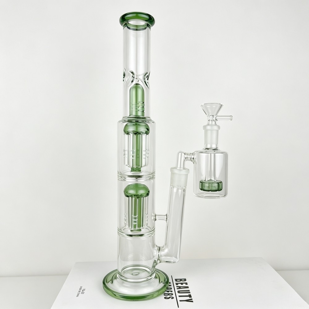 Premium 12″ Dual 8-Arm Tree Perc Glass Bong w/Showerhead Ash Catcher USA Ship
